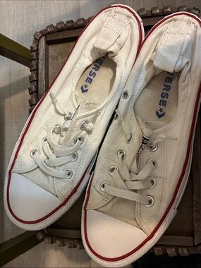 White womens converse stretch heel size 9
